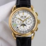 Swiss Patek Philippe Complications Replica Yellow Gold White Chronograph Dial Watch
